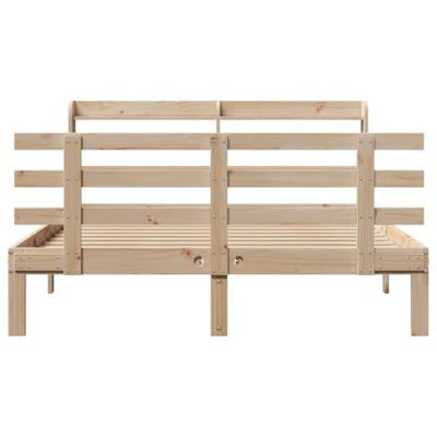 Bedframe met hoofdbord massief grenenhout 150x200 cm