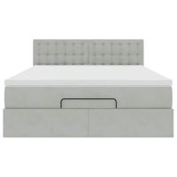 Ottoman bed met matras en LED's 140x200cm fluweel lichtgrijs - thumbnail