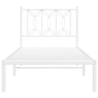 Bedframe met hoofdbord metaal wit 80x200 cm - thumbnail
