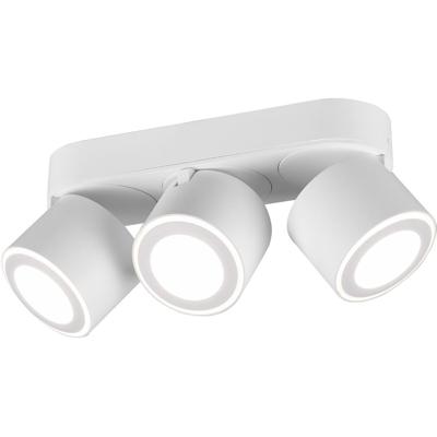 LED Plafondspot 12W Warm Wit 3000K. 3-lichts. Rond Mat Wit Aluminium