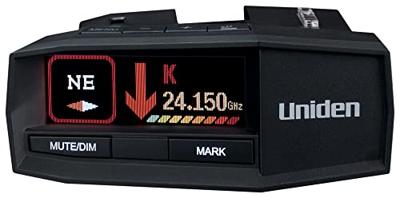 Uniden R8 Extreme langeafstandsradar/laserdetector, dubbele antennes detectie voor en achter met richtingspijlen, ingebouwde GPS met realtime waarschuwingen, spraakwaarschuwingen, roodlichtcamera en