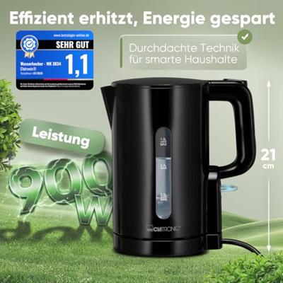 Clatronic WK 3834 waterkoker 1 l 900 W Zwart