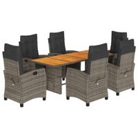 7-delige Tuinset met kussens poly rattan grijs - thumbnail
