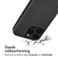 Accezz MagSafe Leather Backcover voor iPhone 16 Pro Telefoonhoesje Zwart - thumbnail