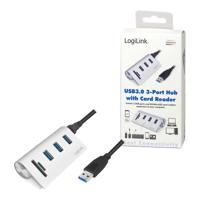 LogiLink - USB 3.0, 3-port hub, with card reader and aluminum casing - thumbnail