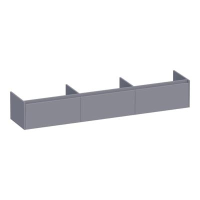 Brauer Embrace - Onderkast - 220 cm - met 3 Softclose Lades Greeploos en 0 cm - Sifon Uitsparingen - Mat Grijs