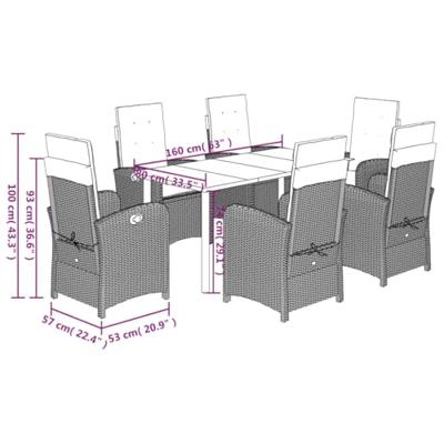 7-delige Tuinset met kussens poly rattan bruin 7-delige Tuinset met kussens poly rattan bruin