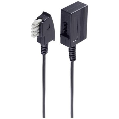 Shiverpeaks Telefoon (analoog) Verlengkabel [1x Telefoonstekker Duitsland (TAE-N) - 1x Telefoonkoppeling Duitsland (TAE-N)] 6 m Zwart