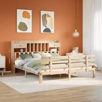 Bed met boekenkast zonder matras massief grenenhout 180x200 cm - thumbnail