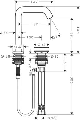 Hansgrohe Tecturis S 2-gats wastafelkraan 150 CoolStart met waste, mat zwart - thumbnail