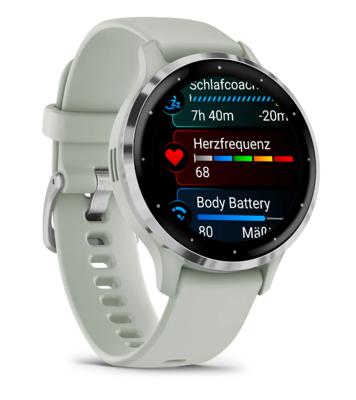 Garmin Venu 3s, Smartwatch, Sporthorloge, AMOLED-Scherm, 10 dagen batterij, Spraakassistent, Muziek, Garmin Pay, Slaapcoaching, Sage Grey