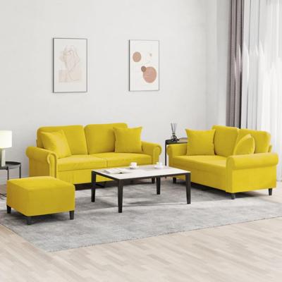 3-delige Loungeset met kussens fluweel geel