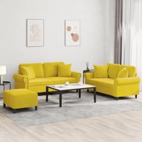 3-delige Loungeset met kussens fluweel geel - thumbnail