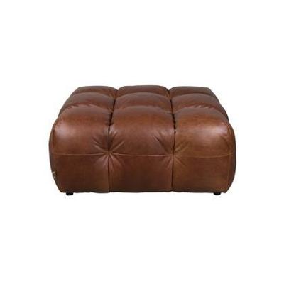 Dutchbone Hocker 'Hackman' Leder, kleur Chocolate Dutchbone Hocker 'Hackman' Leder, kleur Chocolate