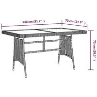 Tuintafel 130x70x72 cm poly rattan en massief acaciahout grijs - thumbnail