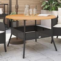 Tuintafel met acaciahouten blad 110x71 cm poly rattan zwart - thumbnail