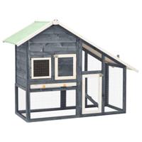 Konijnenhok 140x63x120 cm massief vurenhout grijs en wit - thumbnail