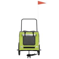 VidaXL Hondenfietstrailer oxford stof en ijzer groen en grijs - thumbnail