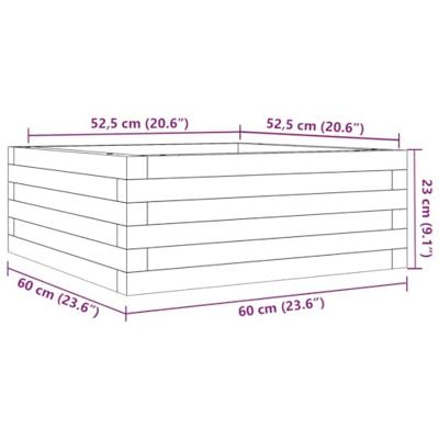 VidaXL Plantenbak 60x60x23 cm geïmpregneerd grenenhout