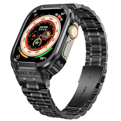By Qubix - Ultra Protective Stainless Steel band - Zwart - Compatible met Apple watch 49mm (Ultra) - Compatible Apple watch bandjes