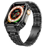 By Qubix - Ultra Protective Stainless Steel band - Zwart - Compatible met Apple watch 49mm (Ultra) - Compatible Apple watch bandjes - thumbnail