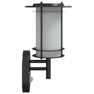 VidaXL Buitenwandlamp met sensor roestvrij staal zwart VidaXL Buitenwandlamp met sensor roestvrij staal zwart
