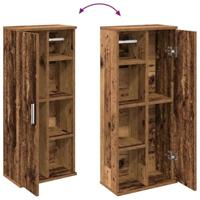 Badkamerkast met rolhouder 39x22x90 cm oud houtkleurig - thumbnail