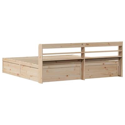 Bedframe met hoofdbord massief grenenhout 200x200 cm