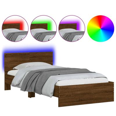 Bedframe met hoofdeinde en LED bruin eikenkleur 140x200 cm