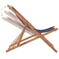 Strandstoel inklapbaar stof en houten frame blauw - thumbnail