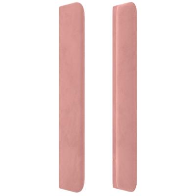 Hoofdbord met randen 163x16x78/88 cm fluweel roze - thumbnail