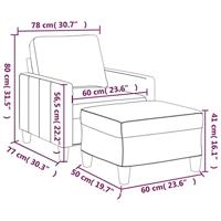 Fauteuil met voetenbank 60 cm kunstleer crèmekleurig - thumbnail