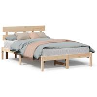 Bedframe met hoofdeinde Bruin 140 x 190 cm Massief grenenhout - thumbnail