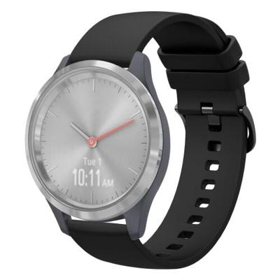 By Qubix - Compatible met Garmin Venu 3s / Vivoactive 4s / Venu 2s / Vivomove 3s / Forerunner 255s - Soft siliconen bandje - Zwart - Compatible Garmin bandje