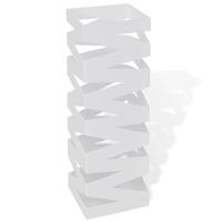 VidaXL Paraplu- en wandelstokhouder strepen wit vierkant staal 48,5 cm - thumbnail
