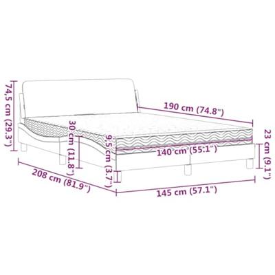 Bed met matras fluweel lichtgrijs 140x190 cm