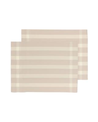 HEMA Placemats geweven plastic 35x45 beige met strepen - 2 stuks (zand)