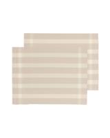 HEMA Placemats geweven plastic 35x45 beige met strepen - 2 stuks (zand) - thumbnail