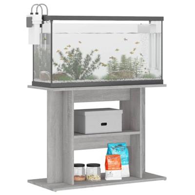 VidaXL Aquariumstandaard 80x35x60 cm bewerkt hout betongrijs - thumbnail