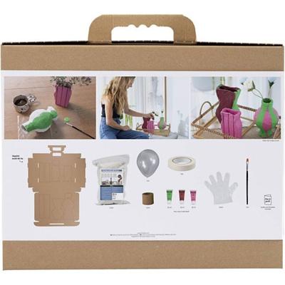Creativ Company Maxi hobbyset boetseren, vazen van papier-maché, diverse kleuren, 1 doos