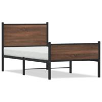 Bedframe zonder matras metaal bruin eikenkleurig 90x190 cm - thumbnail