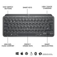 Logitech Wireless Keyboard - MX Keys Mini - GRAPHITE - Compact, Bluetooth, verlicht voor MAC, iOS, Windows, Linux, Android - thumbnail