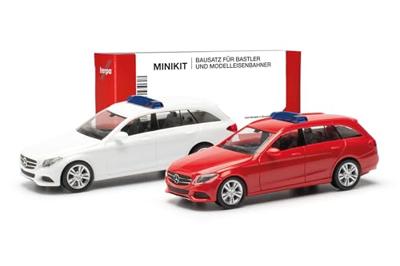 Herpa 013284-003 H0 Auto Mercedes Benz C-klasse combi met waarschuwingsbalk, rood en wit Herpa 013284-003 H0 Auto Mercedes Benz C-klasse combi met waarschuwingsbalk, rood en wit