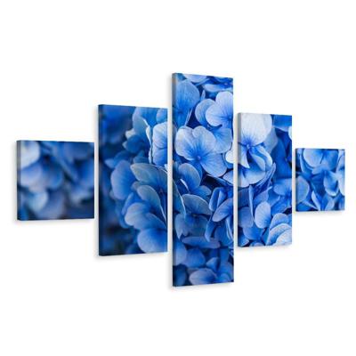 Schilderij - Paarse Hortensia, 5luik, premium print