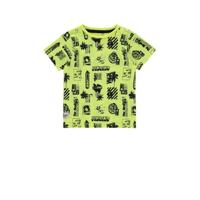 Vingino T-shirt Hozan met all over print neon geel/zwart - thumbnail