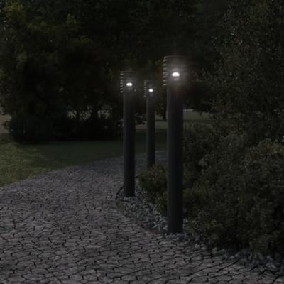 VidaXL Buitenvloerlampen 3 st stopcontact 110 cm roestvrijstaal zwart