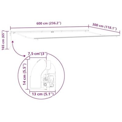 Luifel automatisch uittrekbaar 600x300 cm antracietkleur en wit