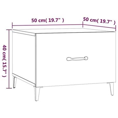 Salontafel met metalen poten 50x50x40 cm bruineikenkleurig - thumbnail