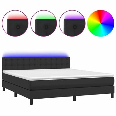 Boxspring met matras en LED kunstleer zwart 180x200 cm