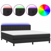 Boxspring met matras en LED kunstleer zwart 180x200 cm - thumbnail